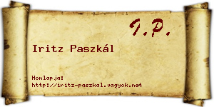 Iritz Paszkál névjegykártya